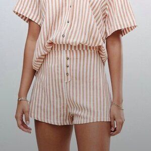 Zulu and Zephyr Shorts + Button Up Shirt Set Rust Stripe